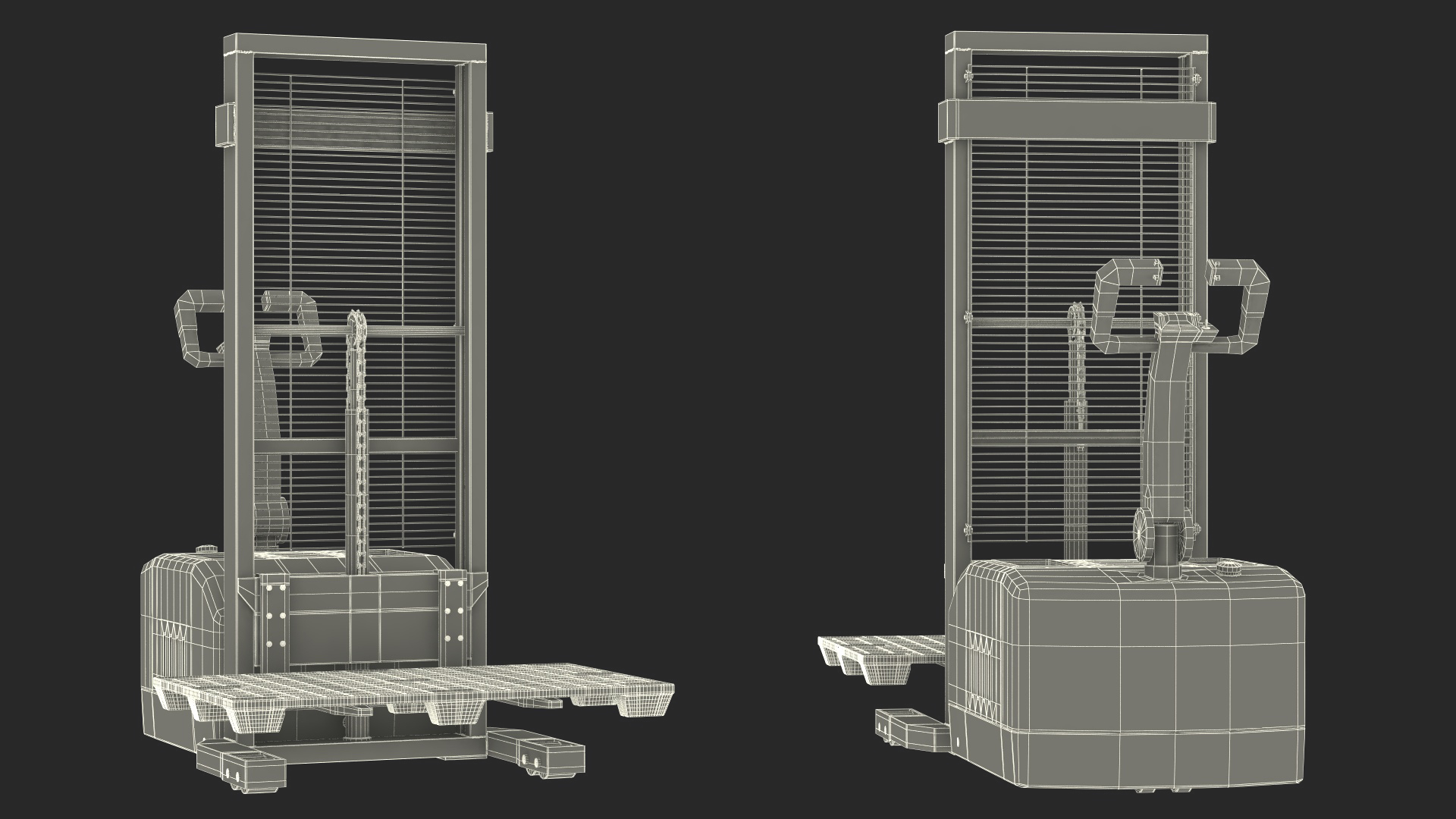 3D Electric Pallet Stacker with Plastic Pallet model