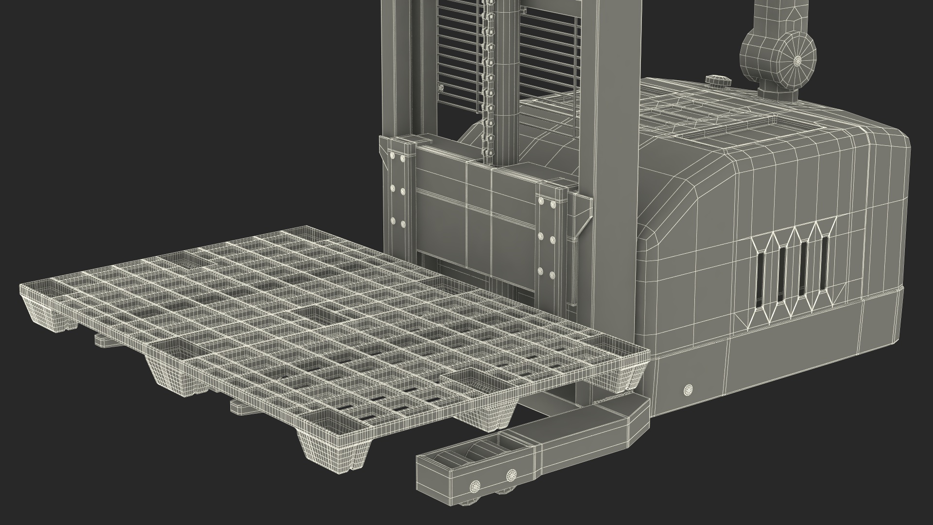 3D Electric Pallet Stacker with Plastic Pallet model