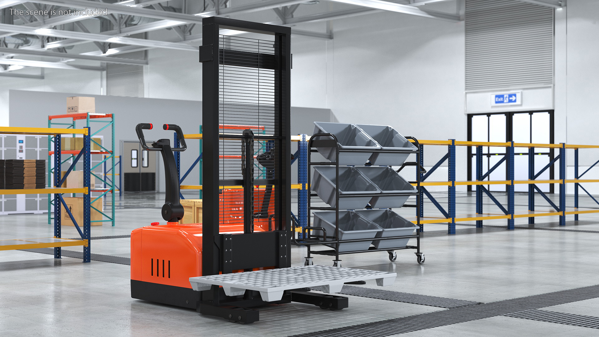 3D Electric Pallet Stacker with Plastic Pallet model