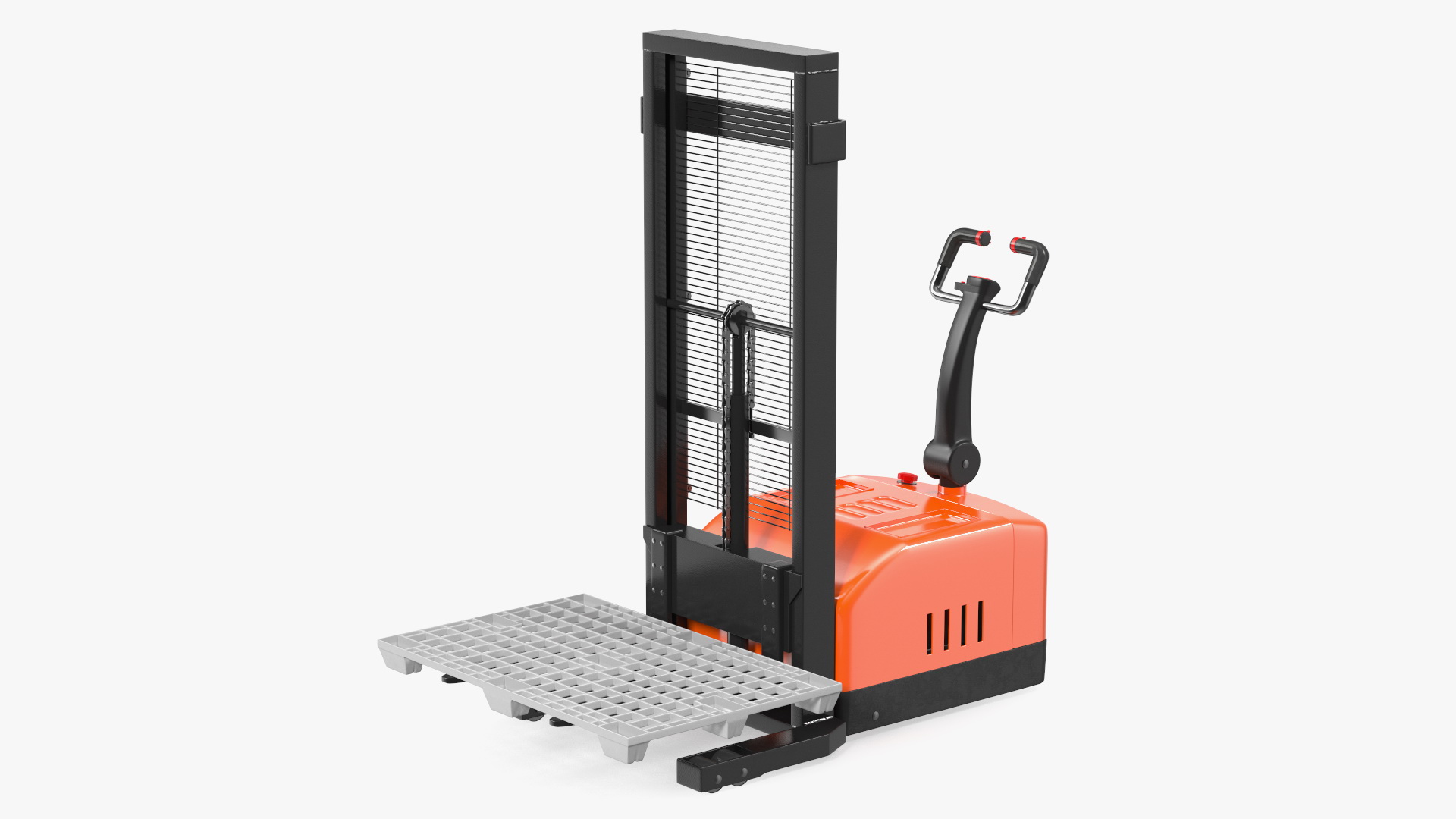 3D Electric Pallet Stacker with Plastic Pallet model