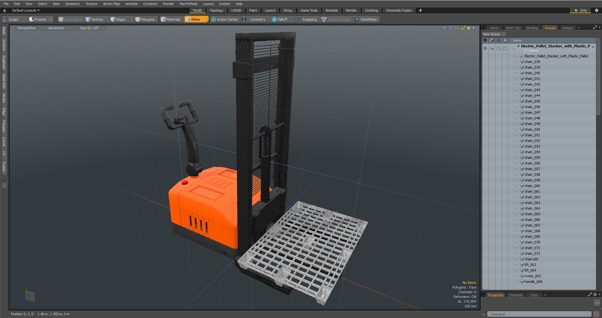 3D Electric Pallet Stacker with Plastic Pallet model