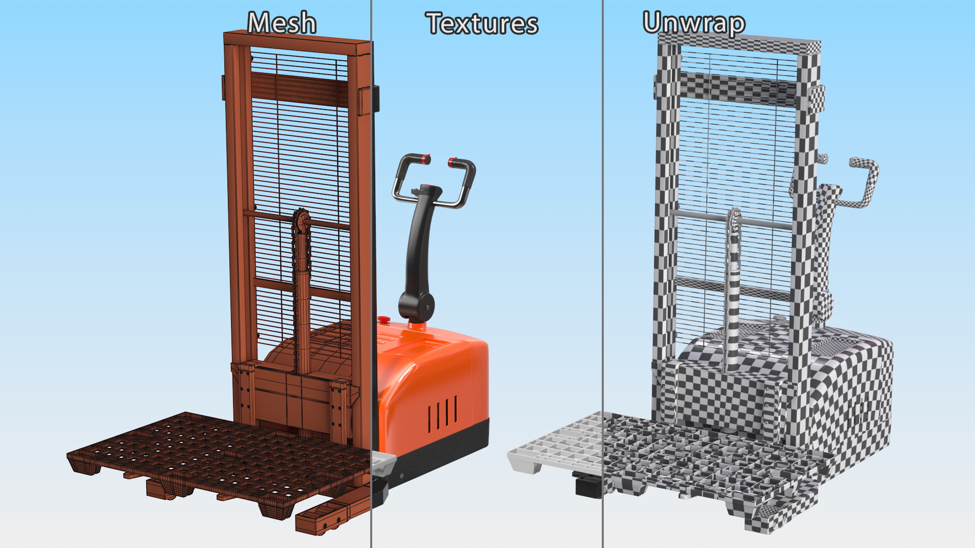 3D Electric Pallet Stacker with Plastic Pallet model