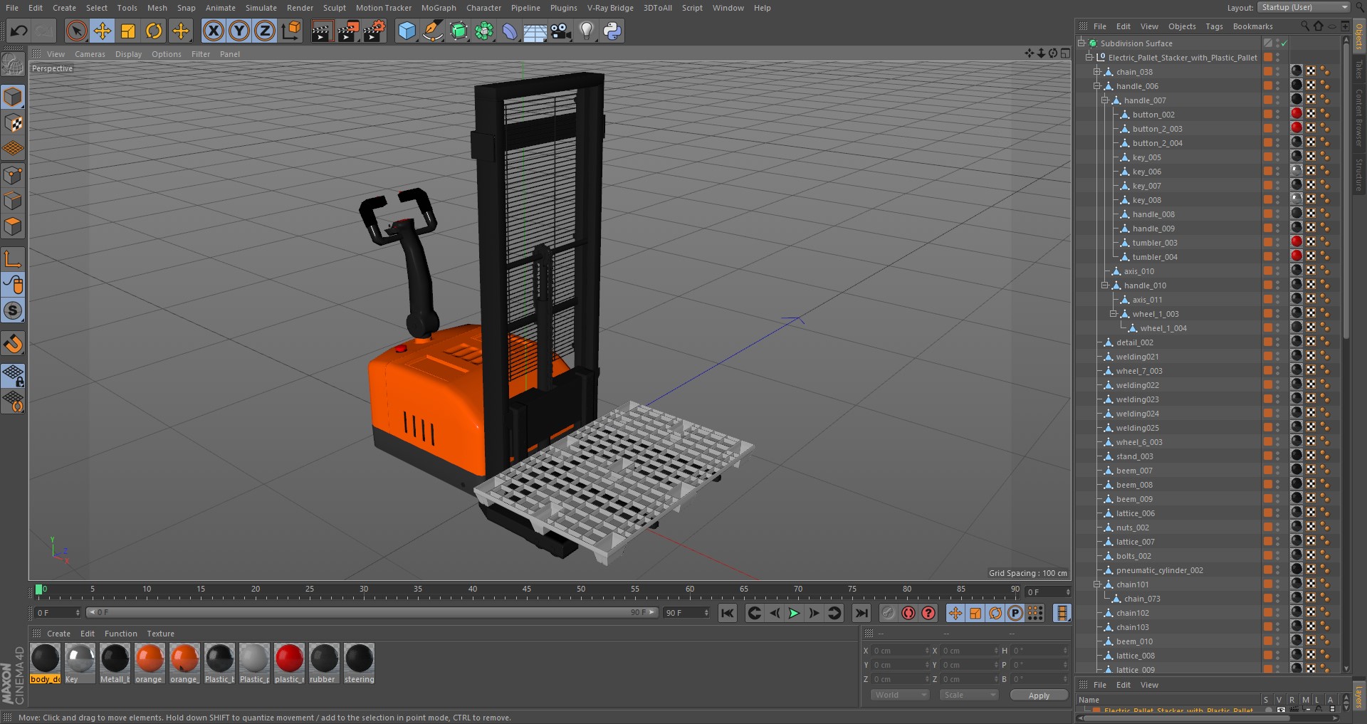 3D Electric Pallet Stacker with Plastic Pallet model