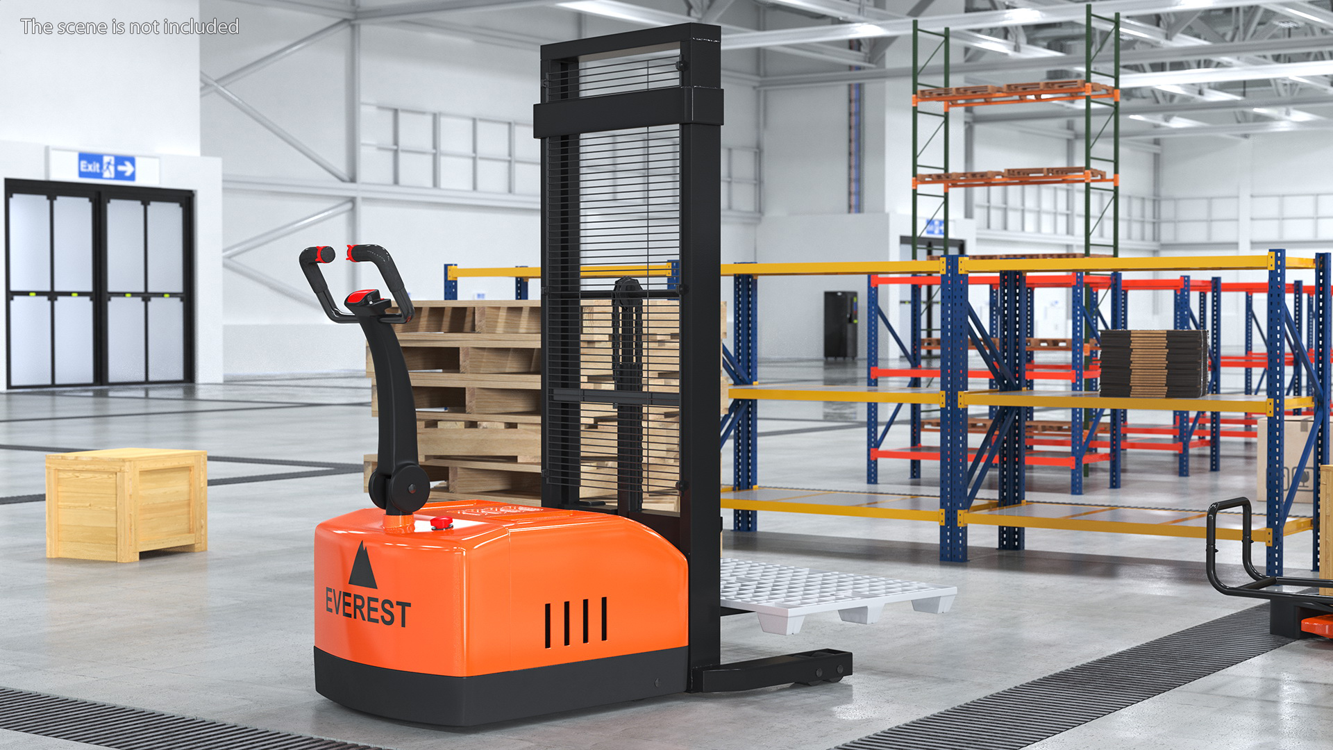 3D Electric Pallet Stacker with Plastic Pallet model