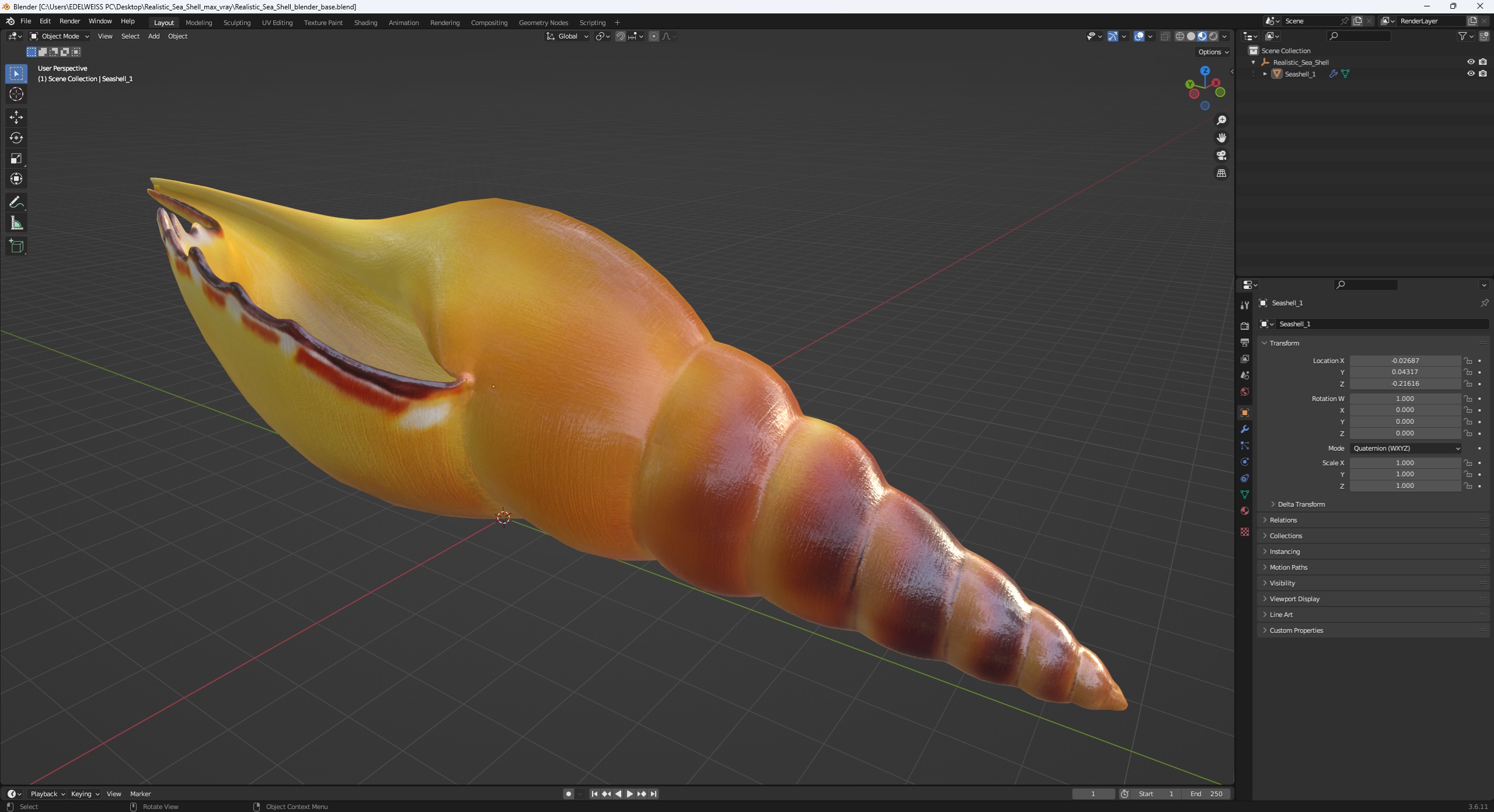 Realistic Sea Shell 3D model