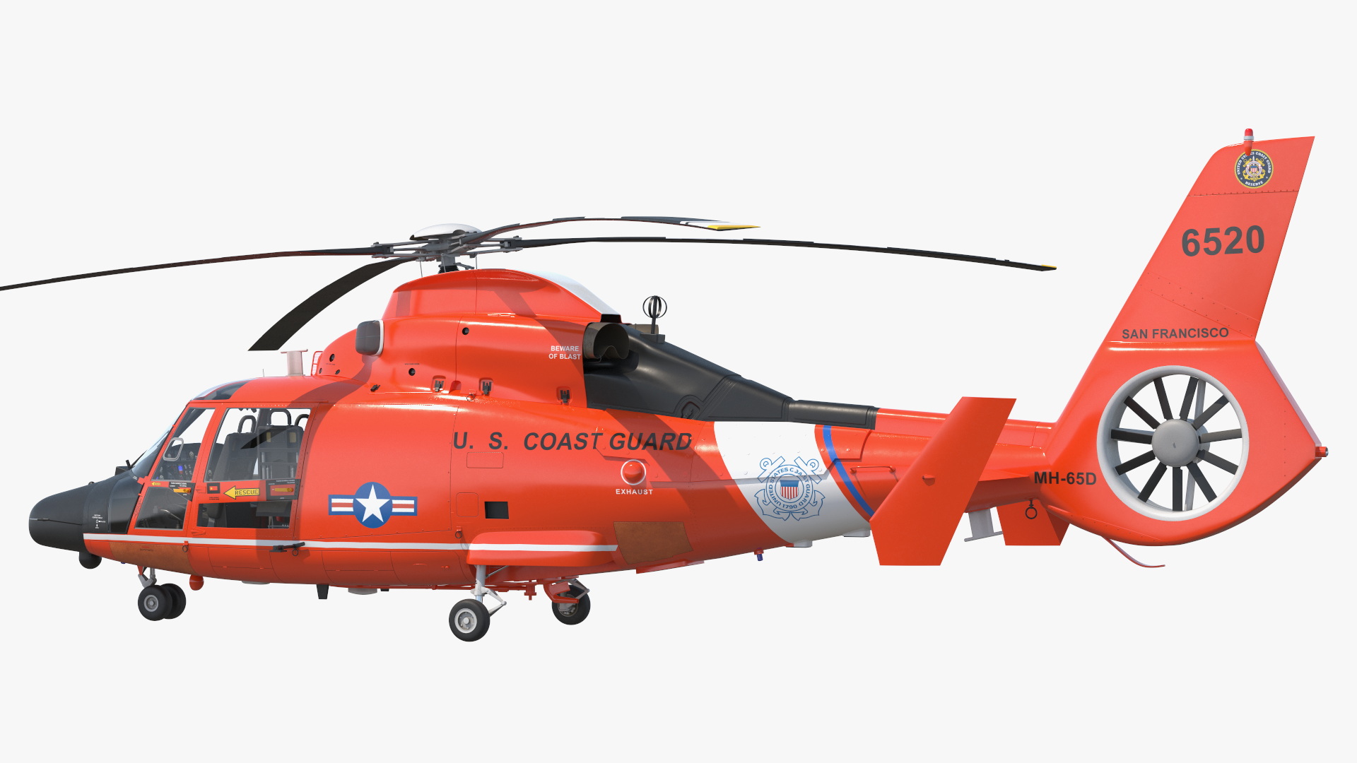 3D Eurocopter MH 65 Dolphin Coast Guard Rigged model