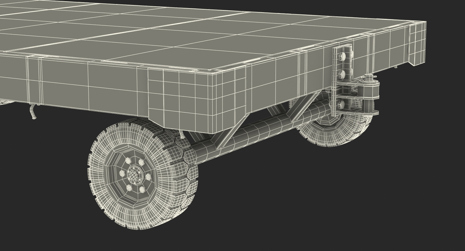 3D model Airport Baggage Trailer Rigged