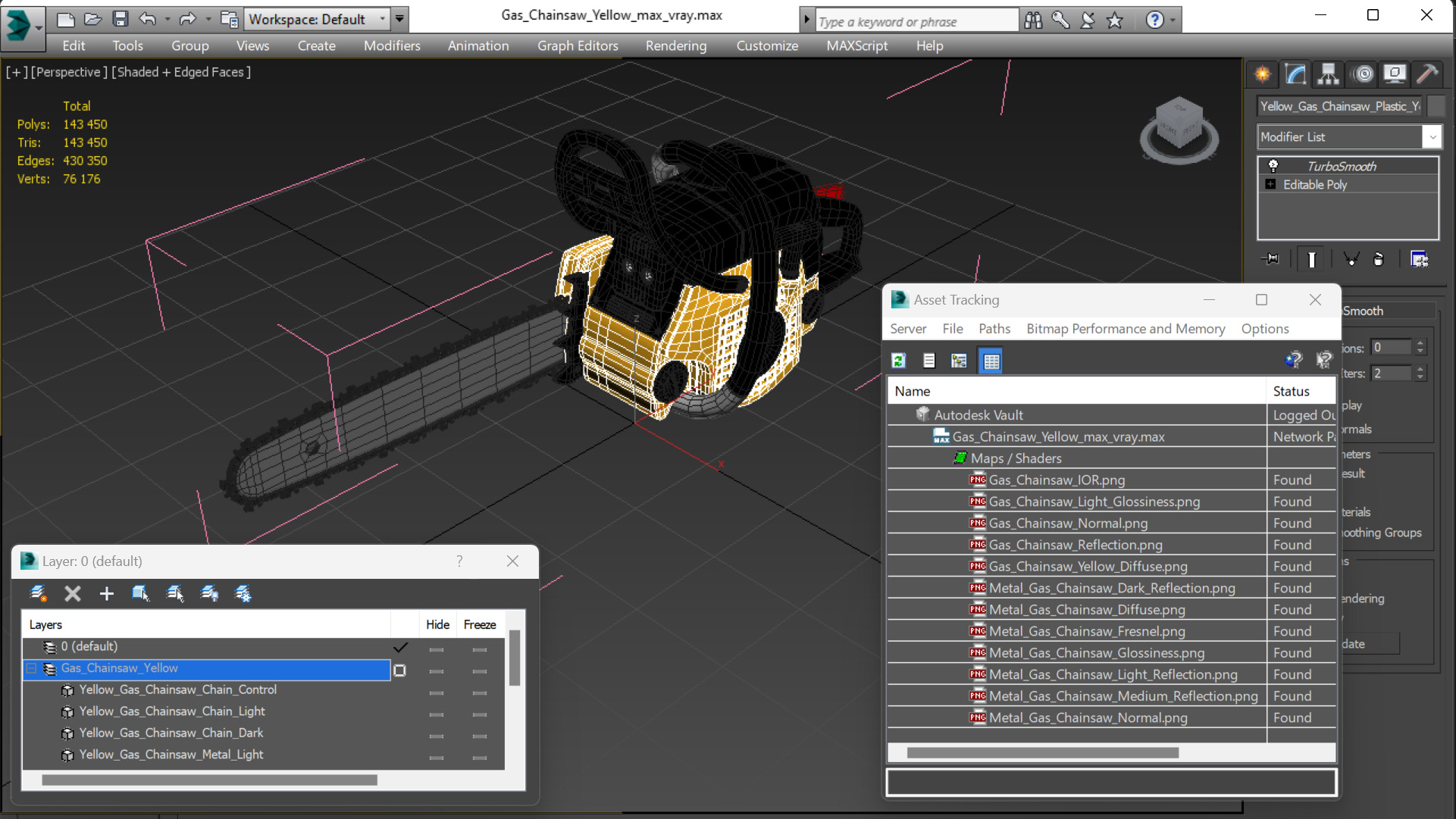 Gas Chainsaw Yellow 3D model