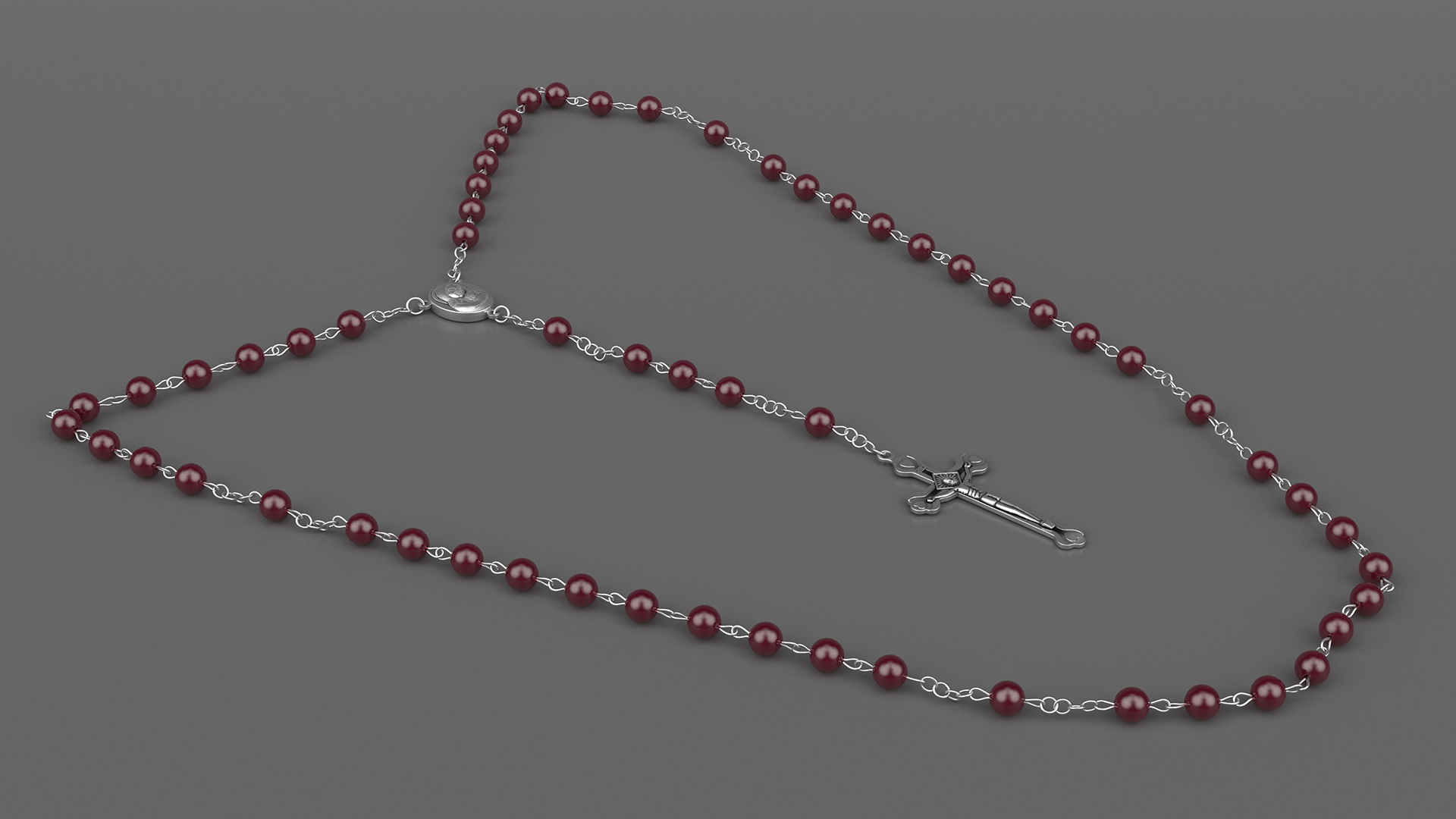 3D model Christian Rosary Beads with Crucifix Red