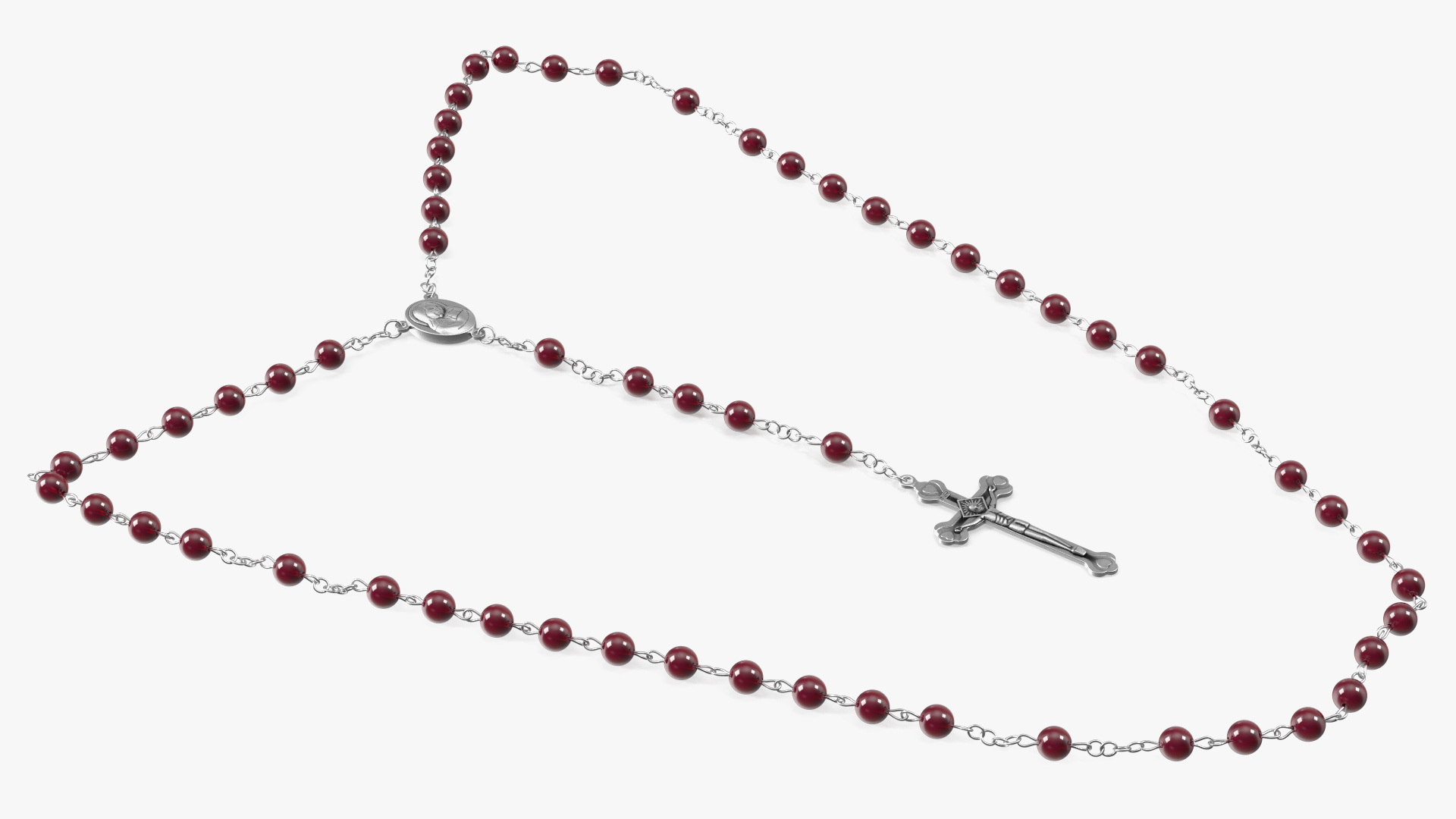 3D model Christian Rosary Beads with Crucifix Red