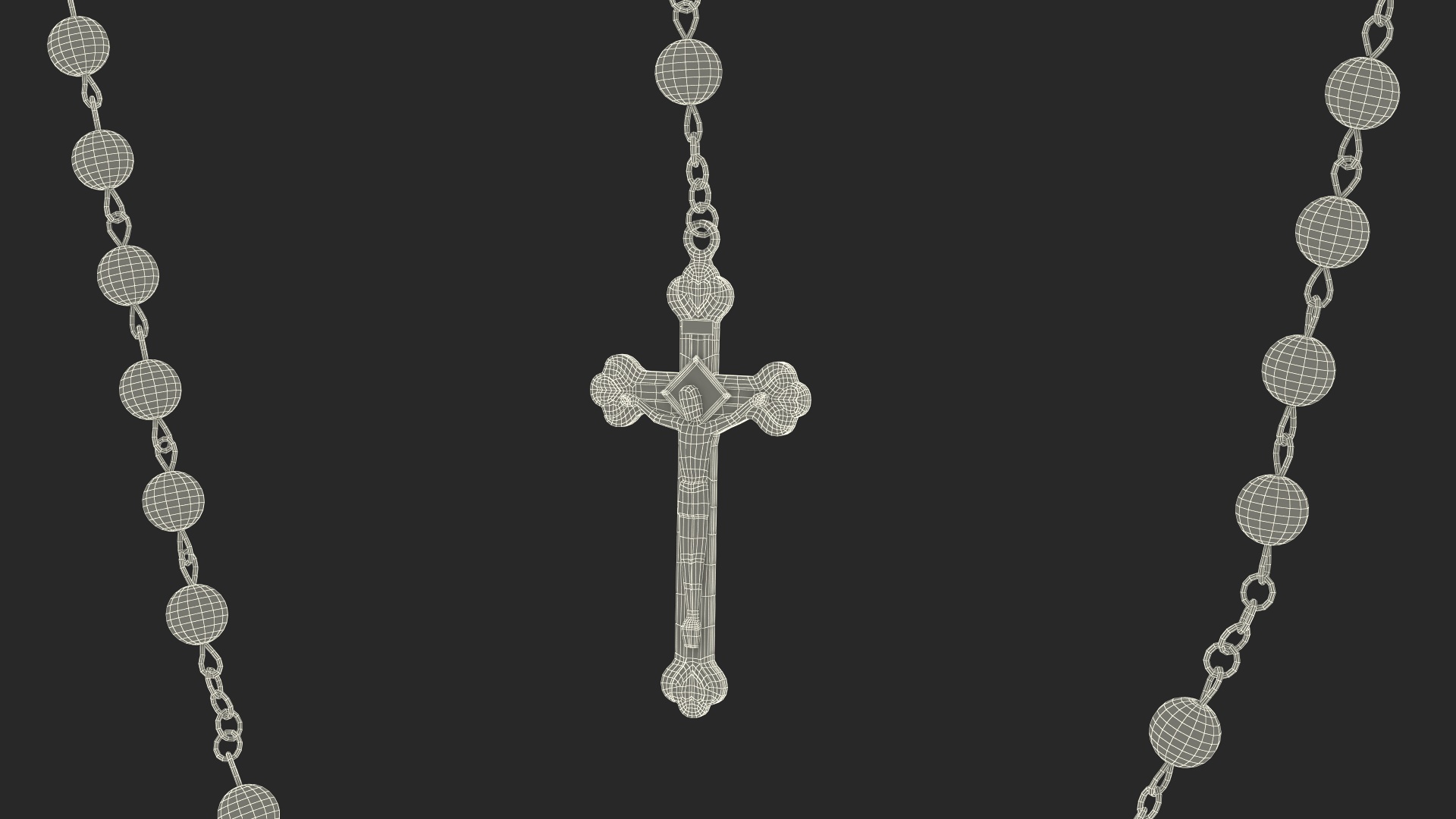 3D model Christian Rosary Beads with Crucifix Red