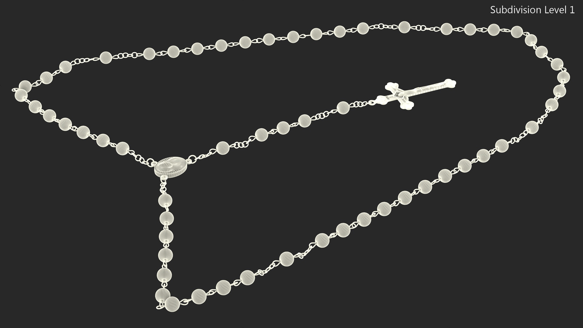 3D model Christian Rosary Beads with Crucifix Red