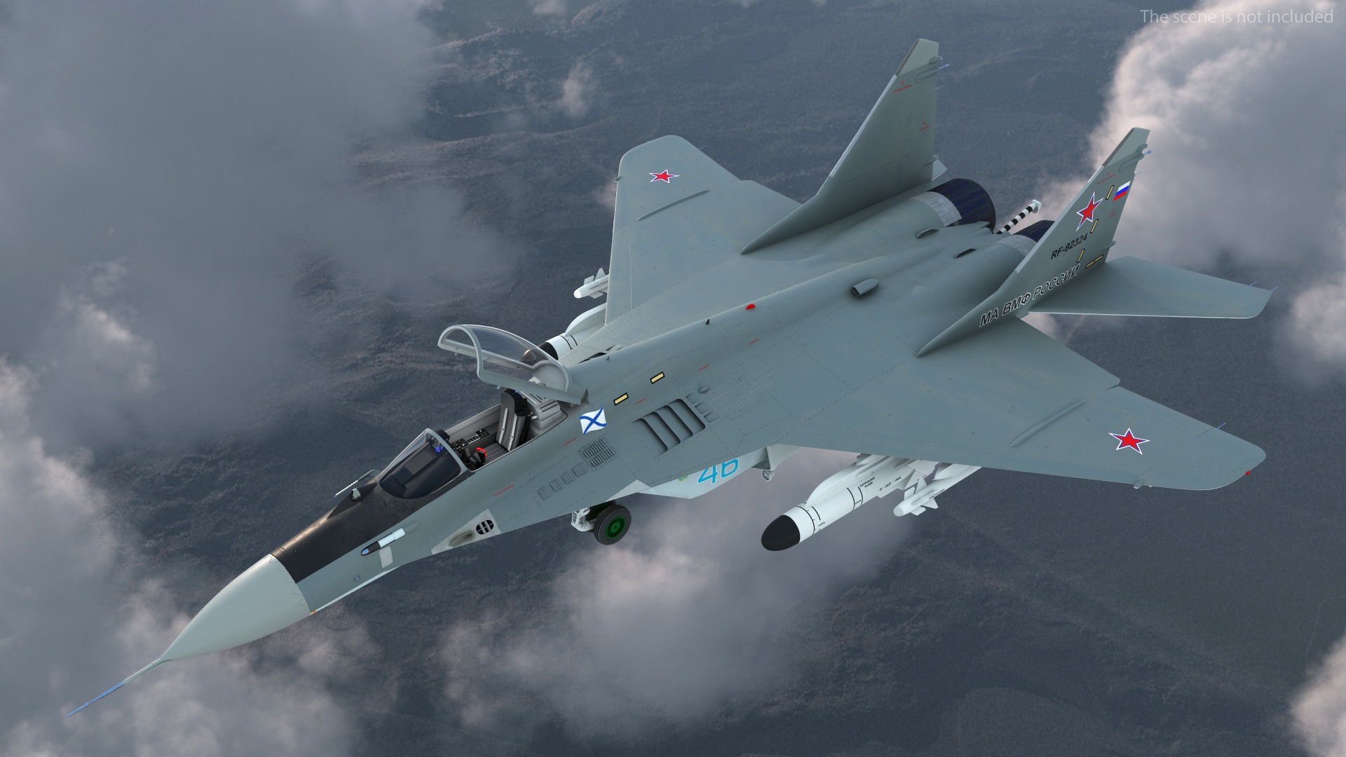 MiG 29KR Fulcrum D Russian Navy with Armament Rigged 3D