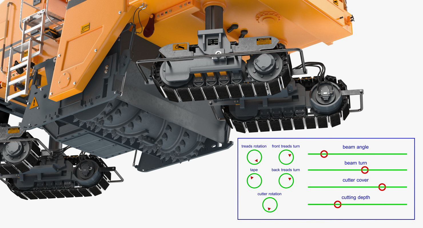 Asphalt Milling Machine Generic Clean Rigged 3D model