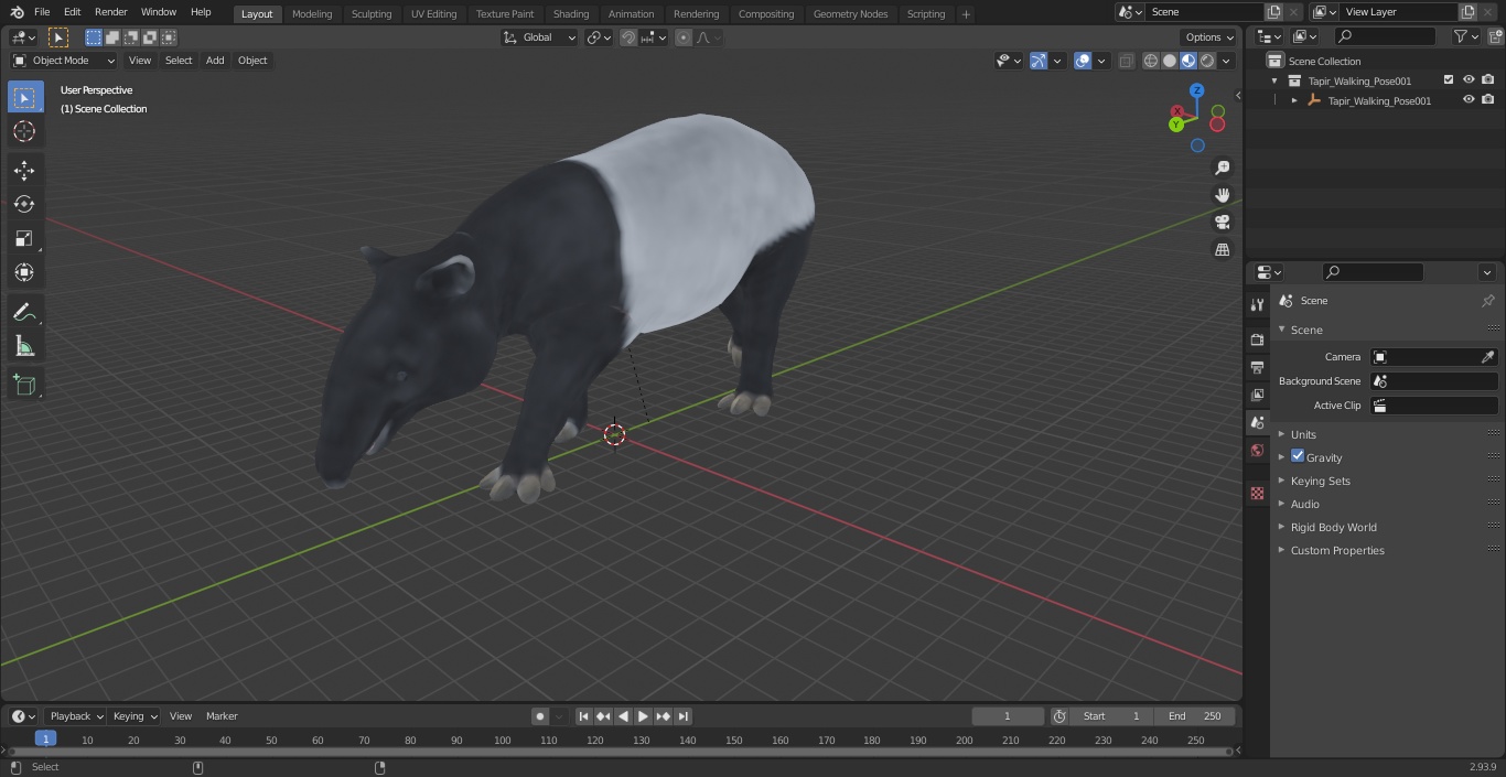 3D Tapir Walking Pose model