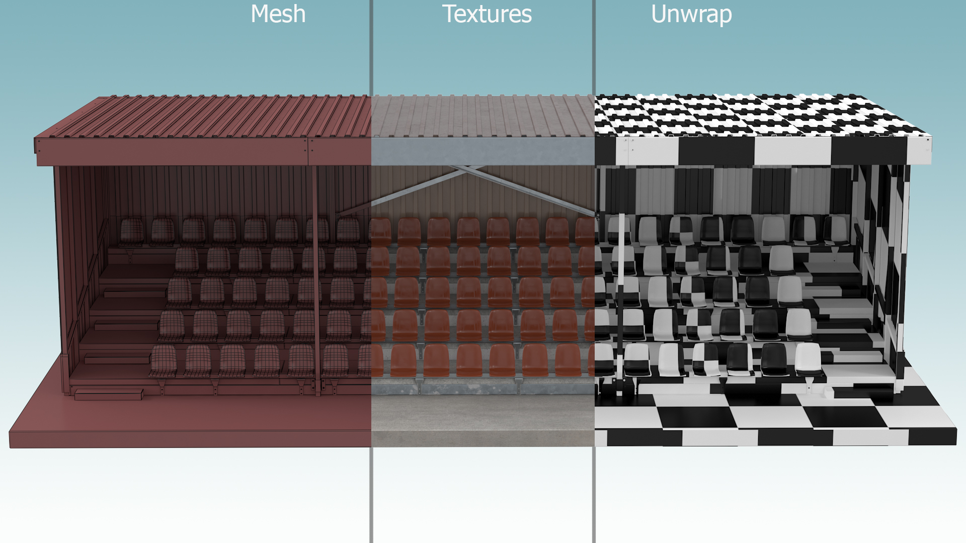 3D Stadium Tribunes with Roof