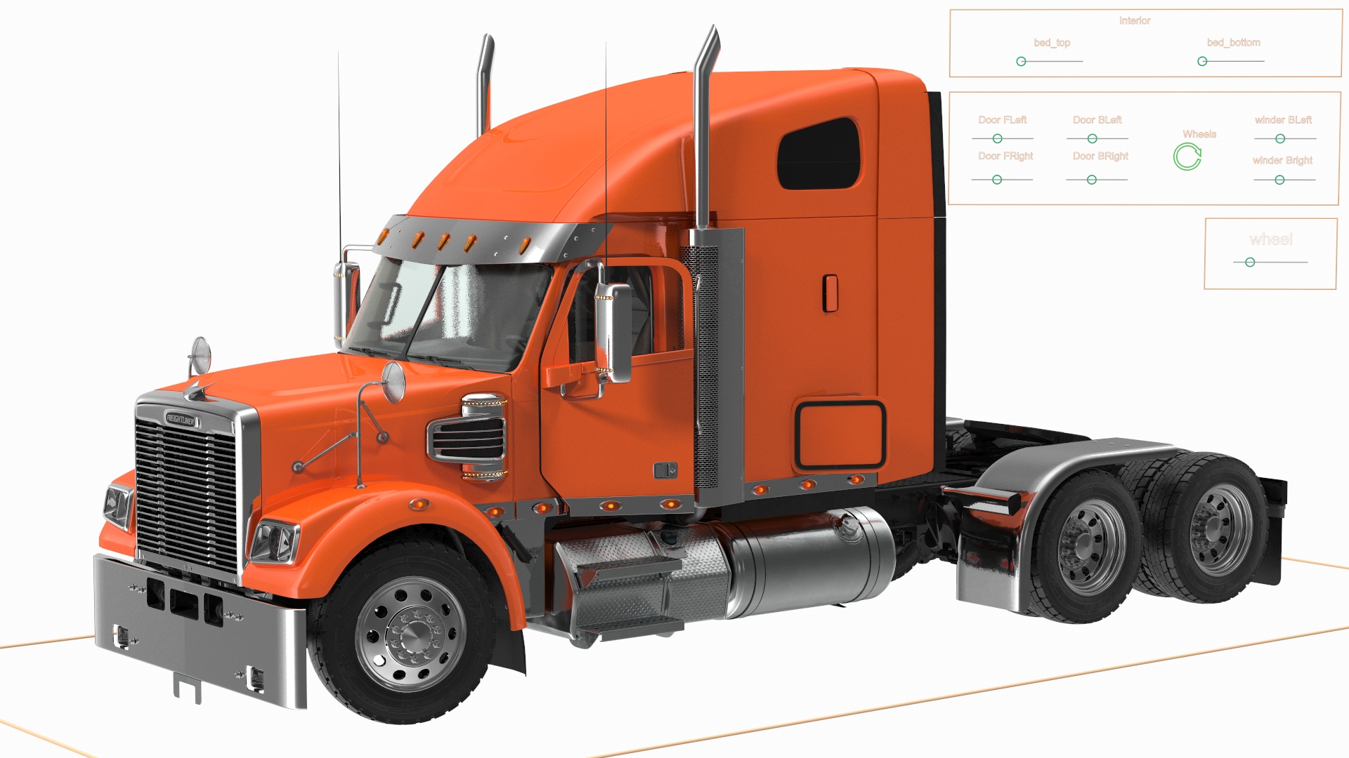 3D 2020 Freightliner 122SD Truck Rigged