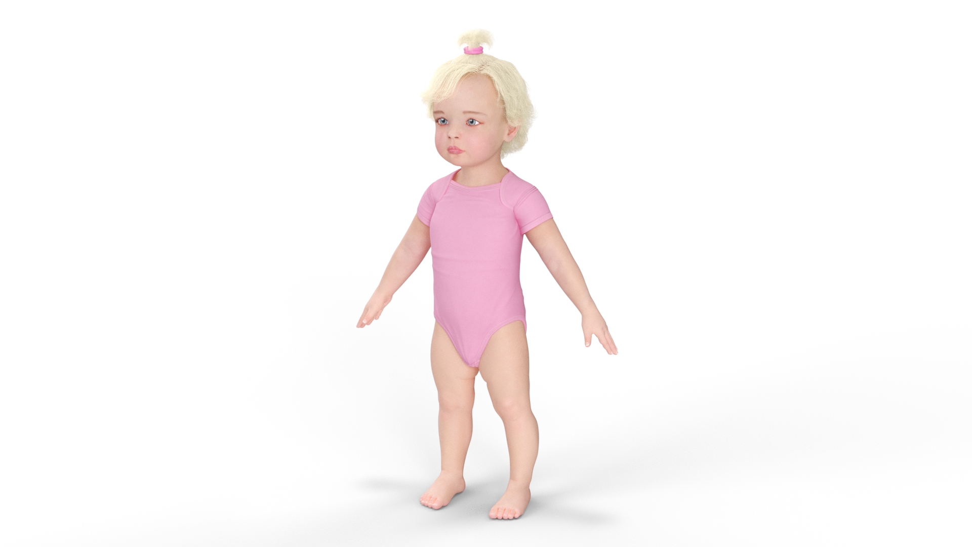 3D Baby Girl Wearing Bodysuit A-Pose model