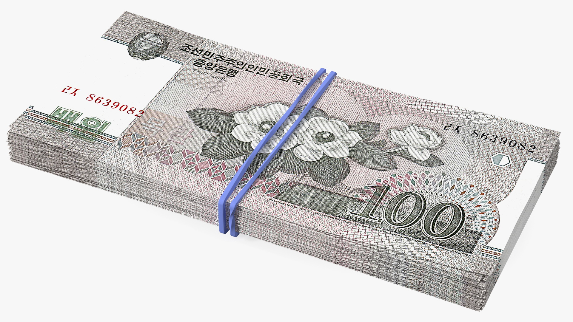 3D Stack of North Korea 100 Won model