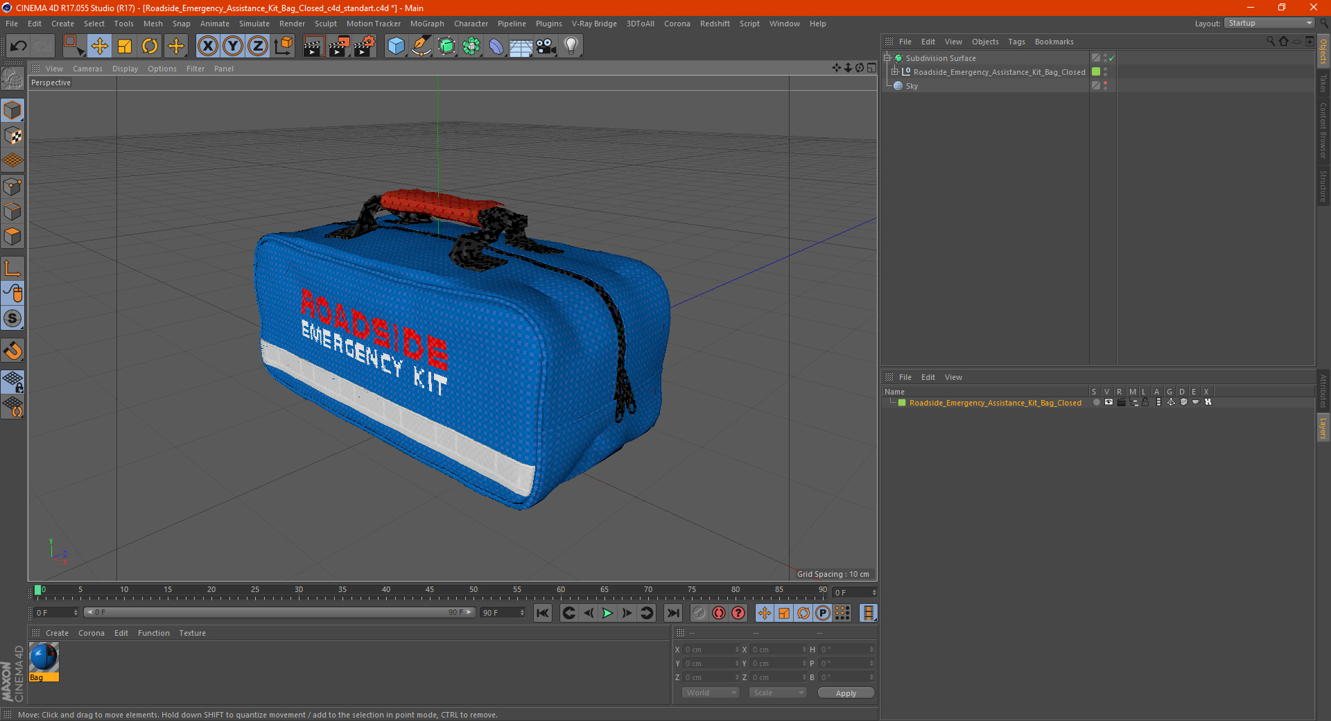 Roadside Emergency Assistance Kit Bag Closed 3D model