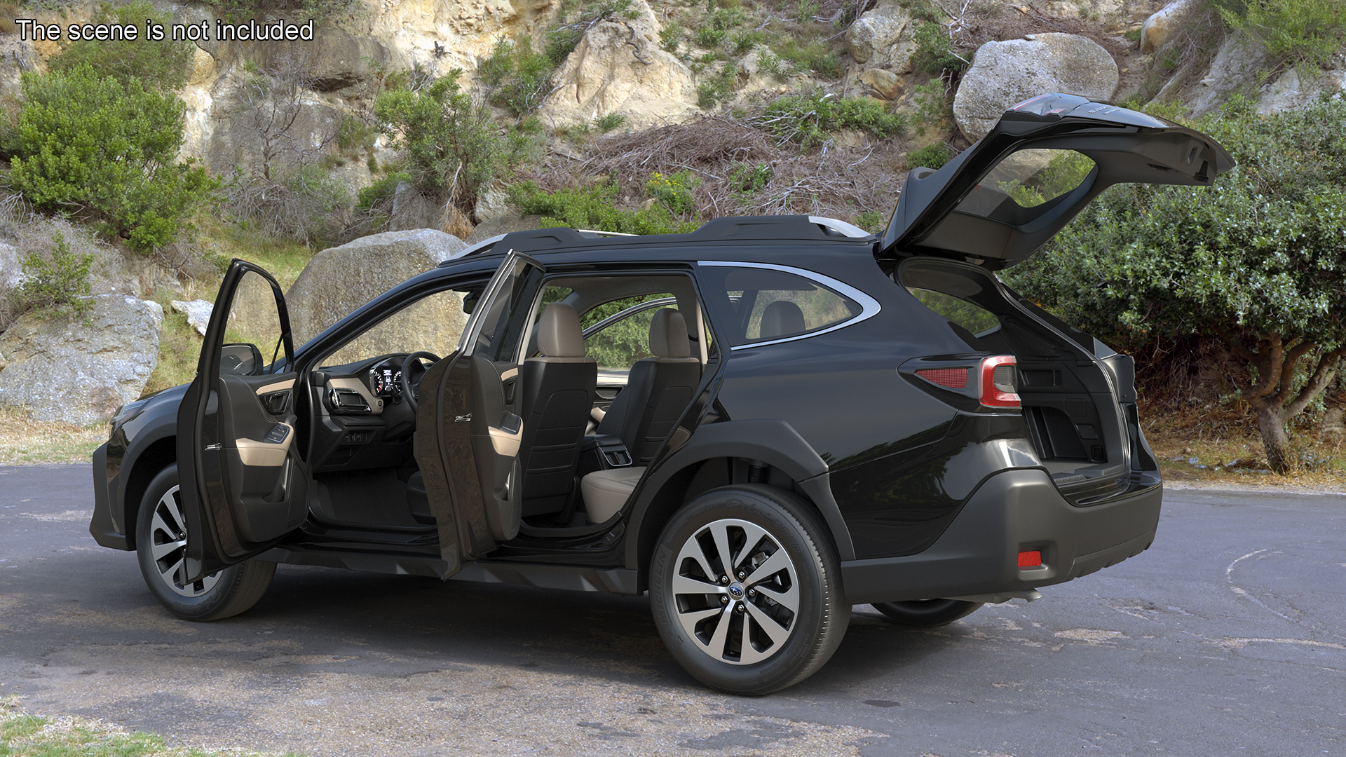 3D Black Crossover Subaru Outback 2025 Simplified