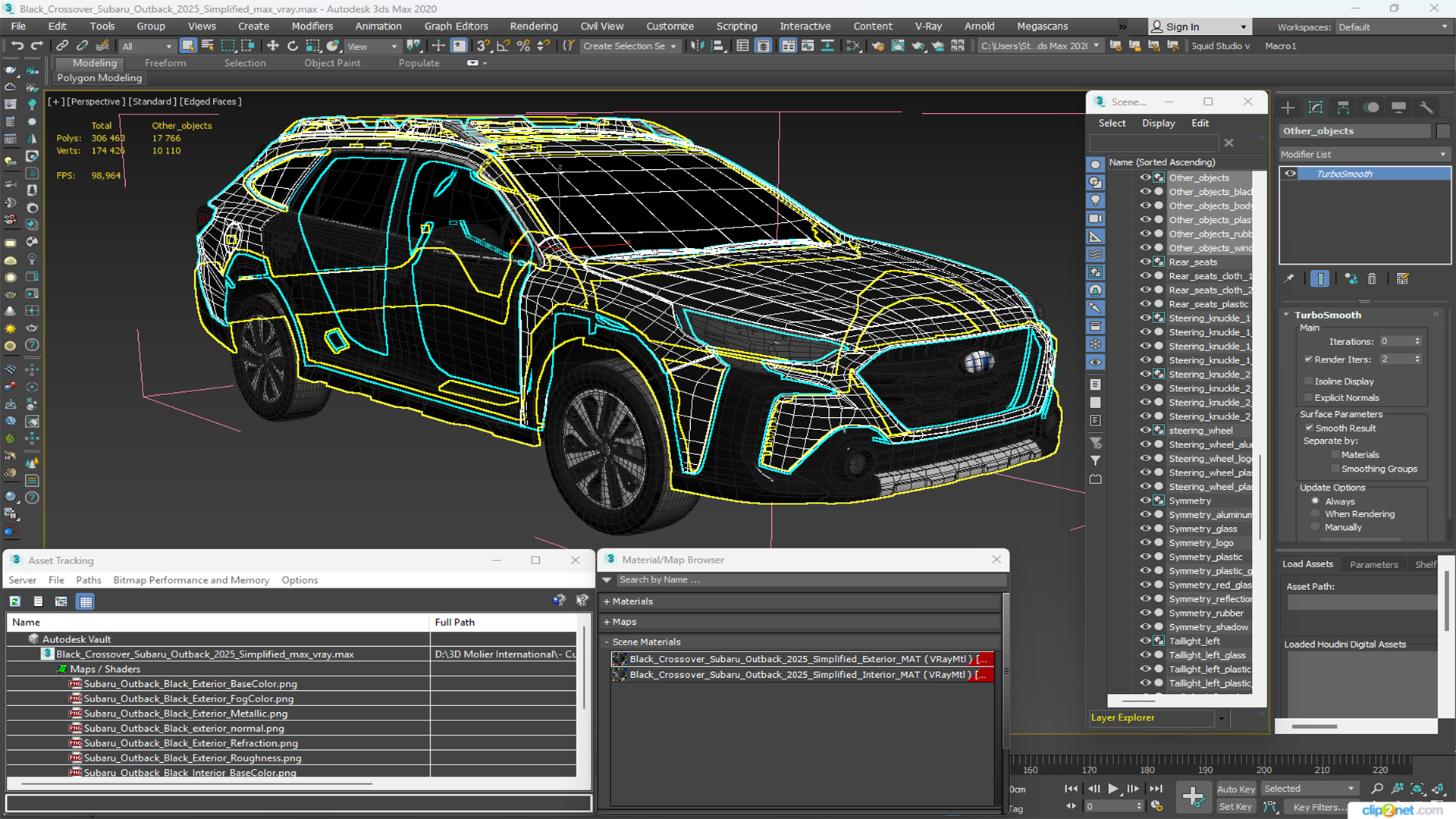 3D Black Crossover Subaru Outback 2025 Simplified