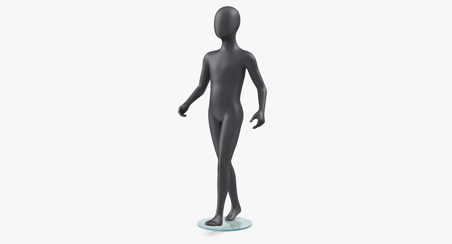 3D Child Mannequin Dark Walking Pose model