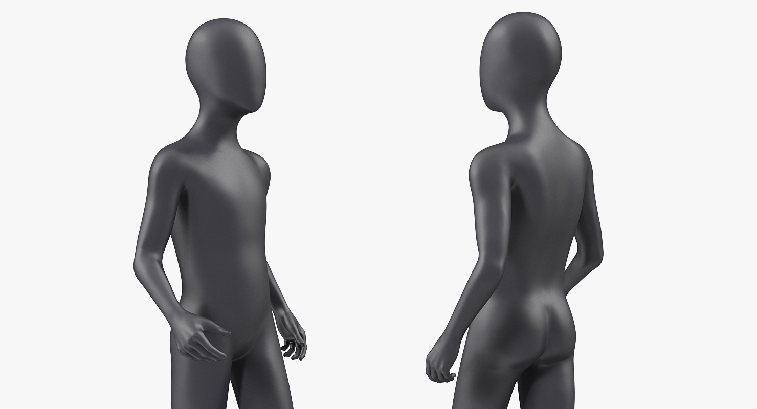 3D Child Mannequin Dark Walking Pose model