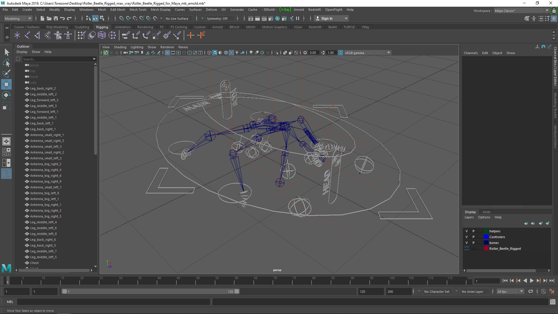 Roller Beetle Rigged for Maya 3D model