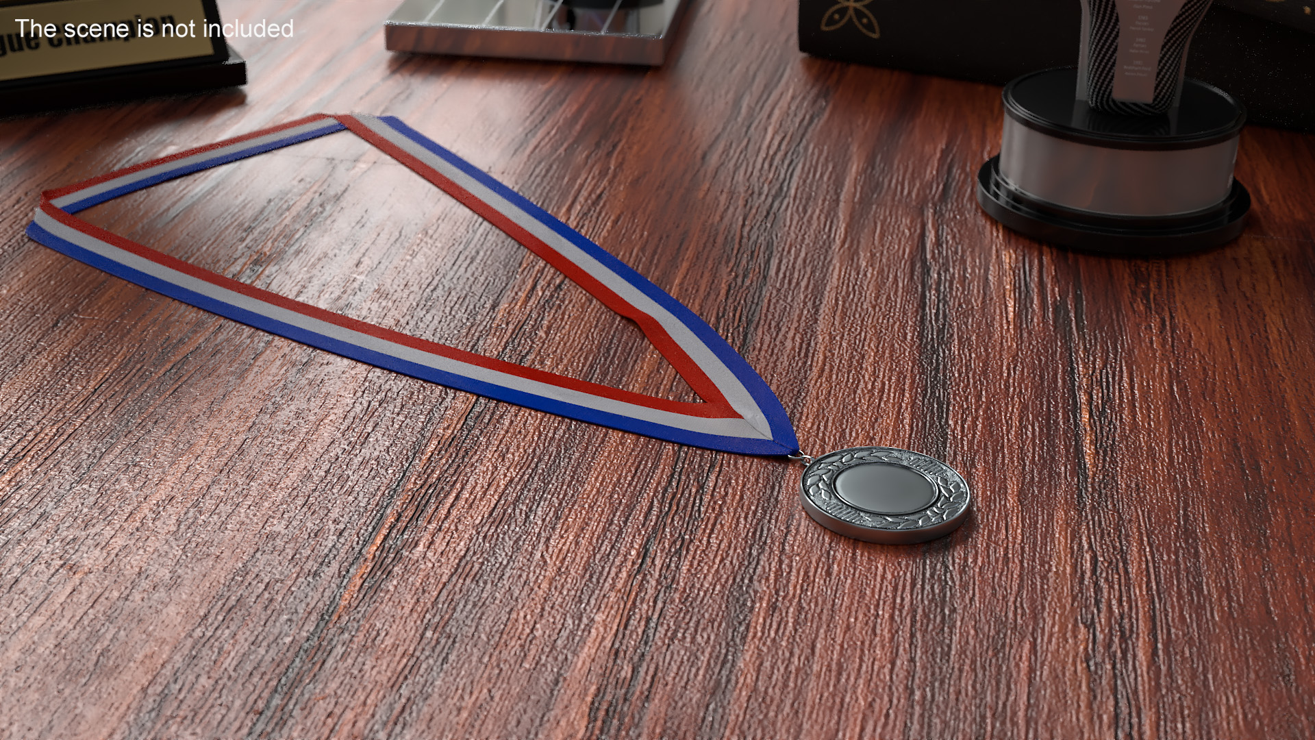 3D model Silver Award Medal with Ribbon