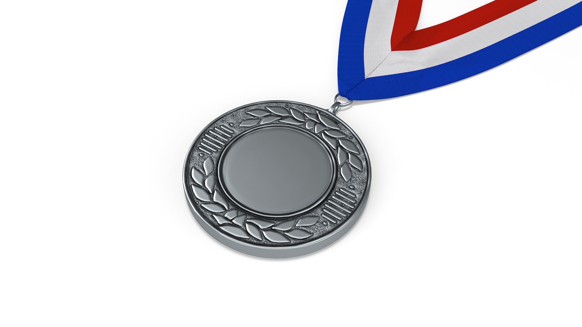 3D model Silver Award Medal with Ribbon