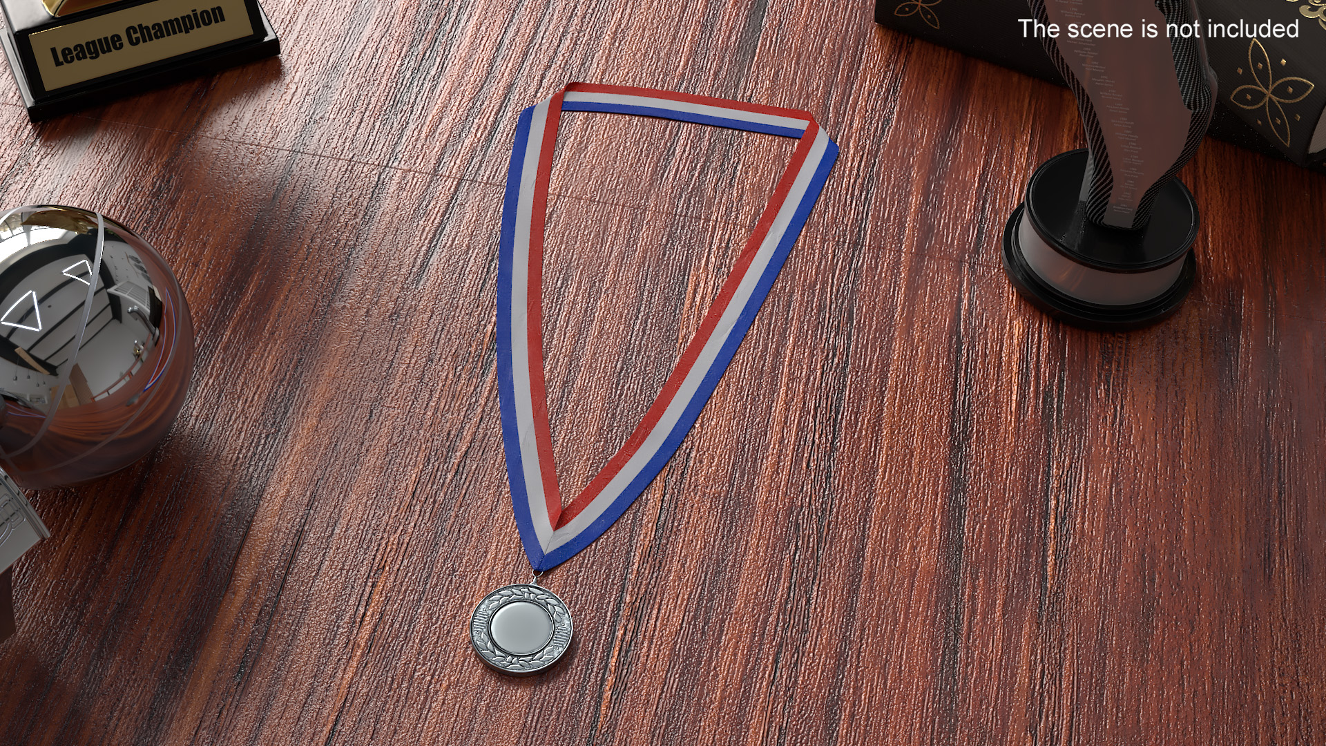 3D model Silver Award Medal with Ribbon