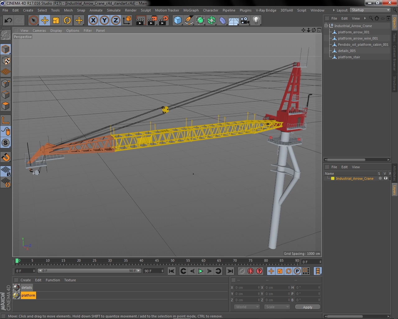 Industrial Arrow Crane 3D