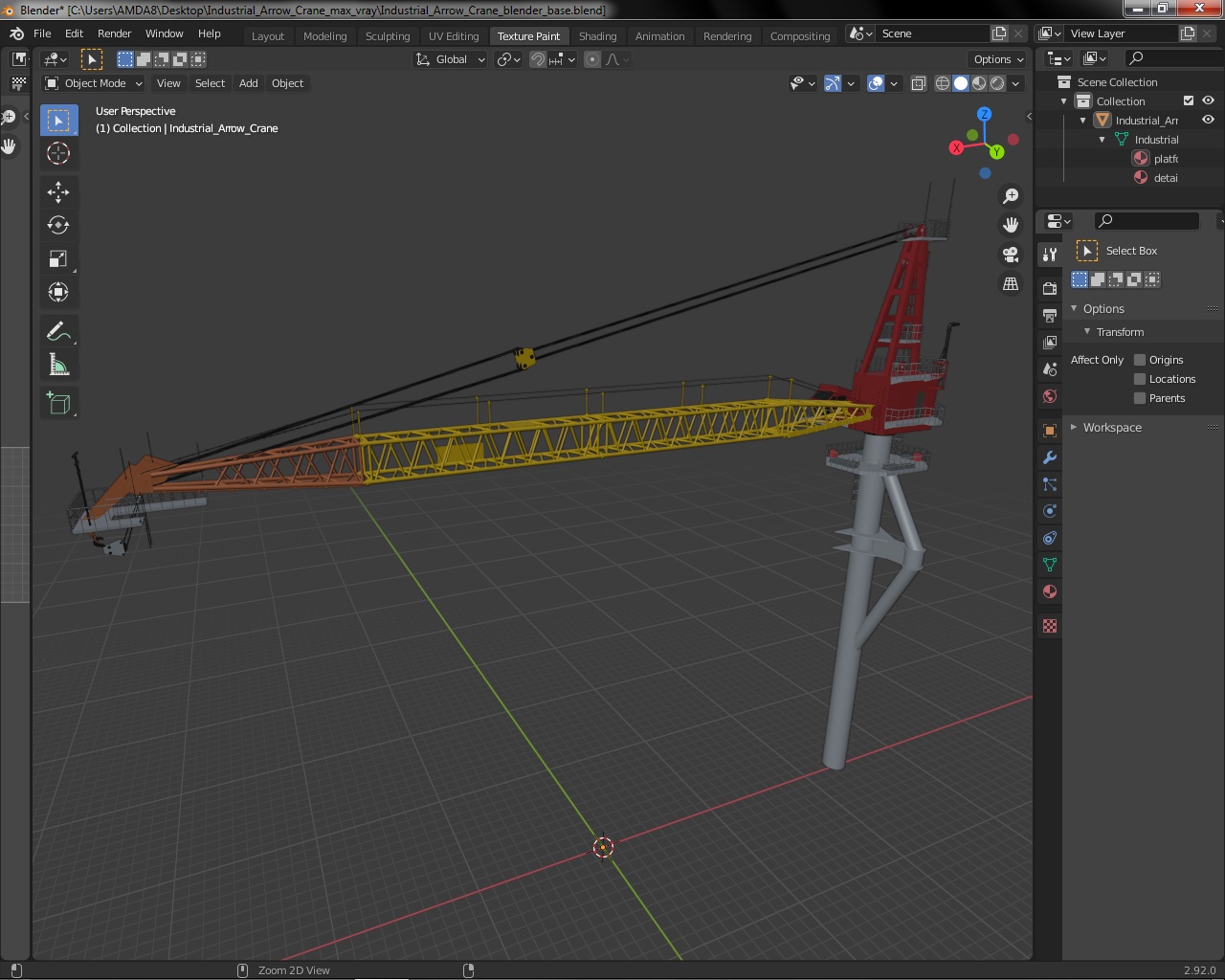 Industrial Arrow Crane 3D