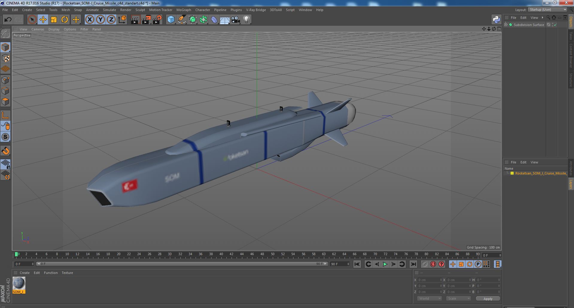 3D model Rocketsan SOM-J Cruise Missile