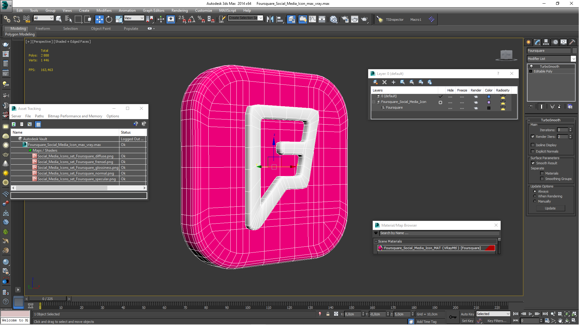 3D Foursquare Social Media Icon model