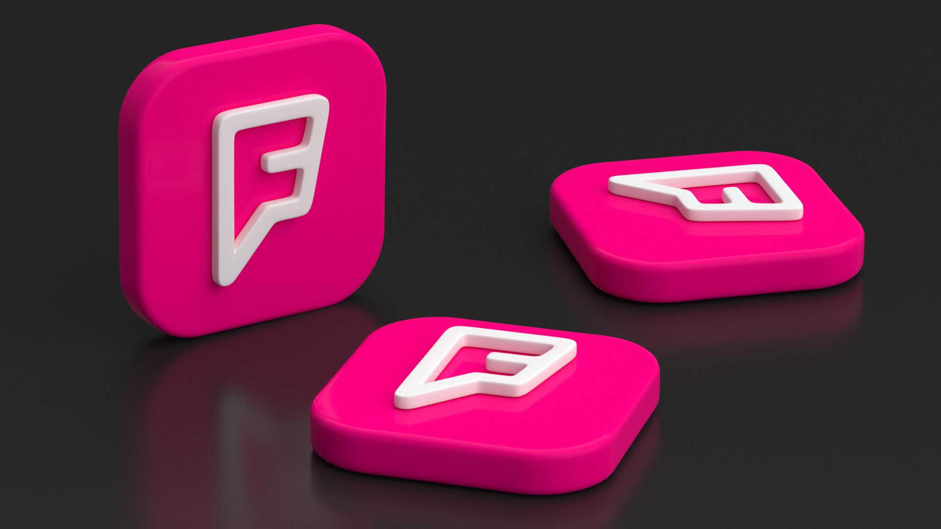 3D Foursquare Social Media Icon model