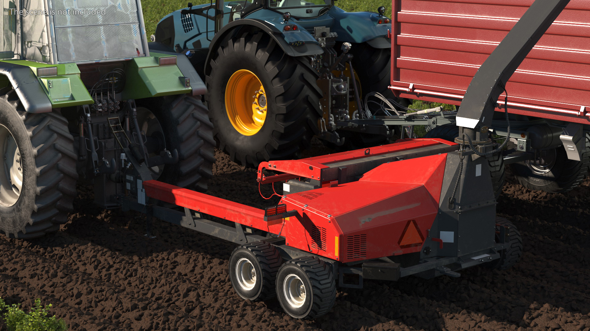 3D Self Propelled Forage Harvester Trailer and Tractor