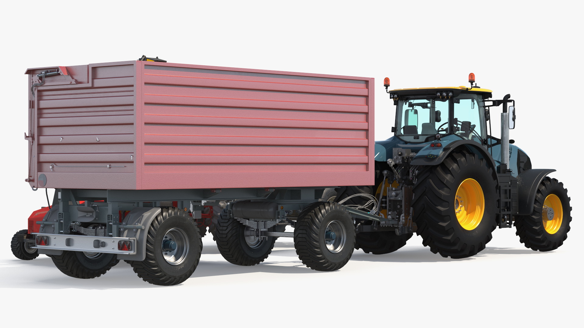 3D Self Propelled Forage Harvester Trailer and Tractor