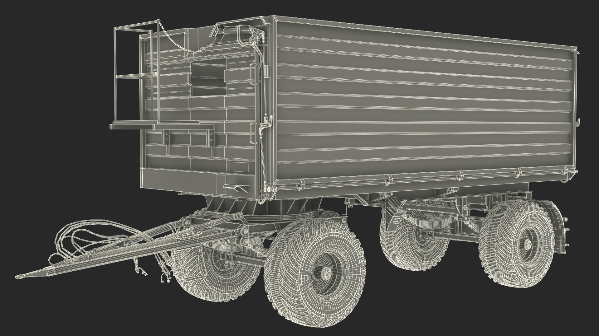 3D Self Propelled Forage Harvester Trailer and Tractor