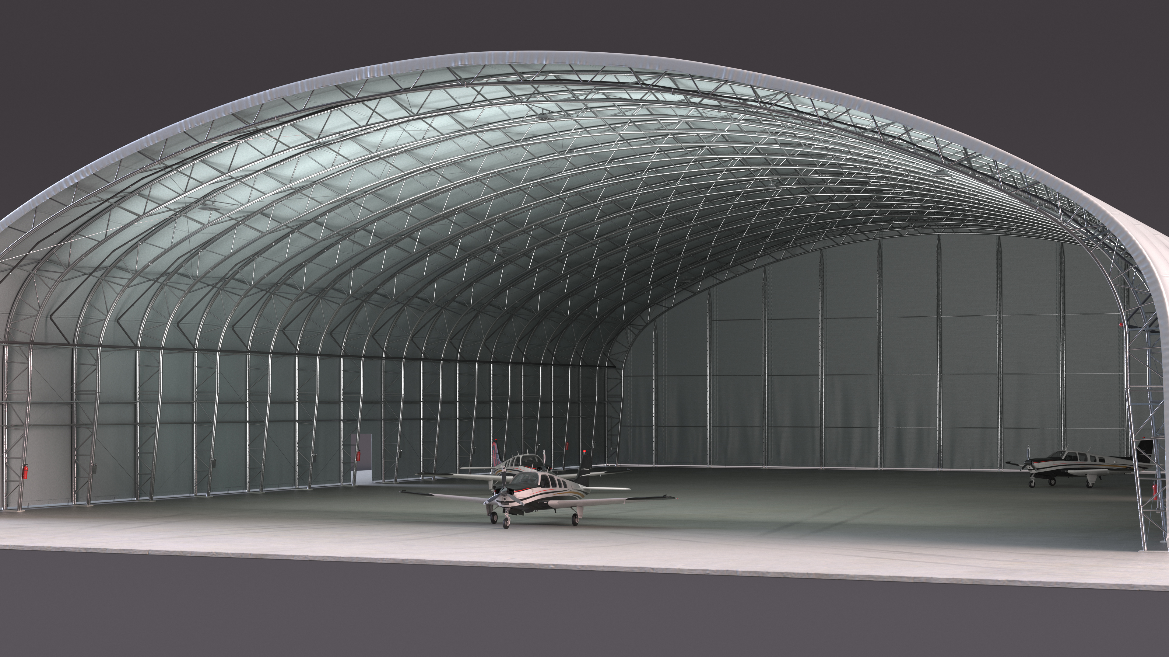 3D Beechcraft Bonanza Airplanes in Hangar model