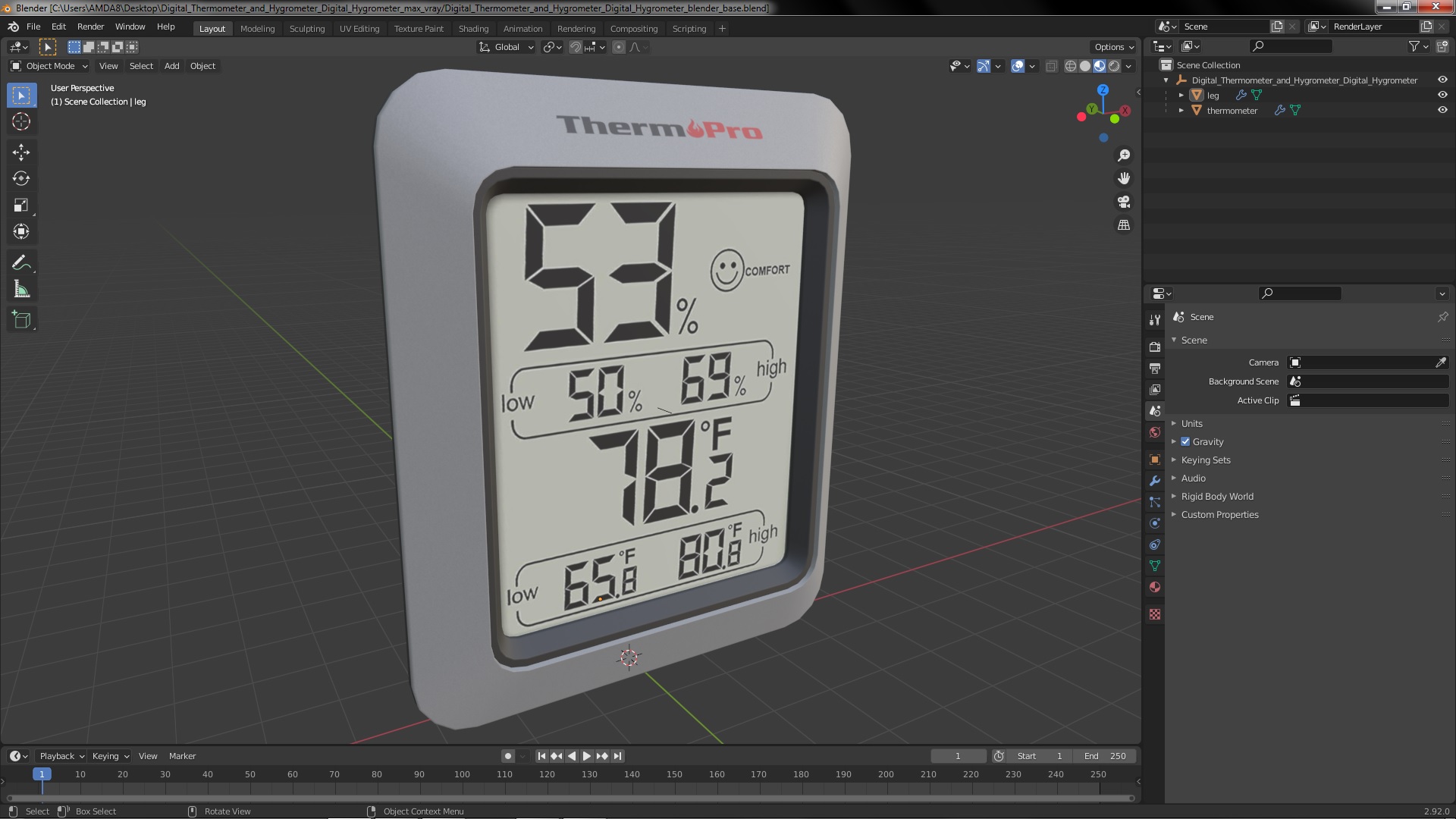 3D Digital Thermometer and Hygrometer Digital Hygrometer model