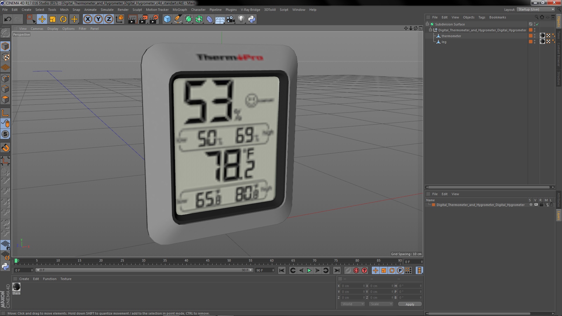 3D Digital Thermometer and Hygrometer Digital Hygrometer model