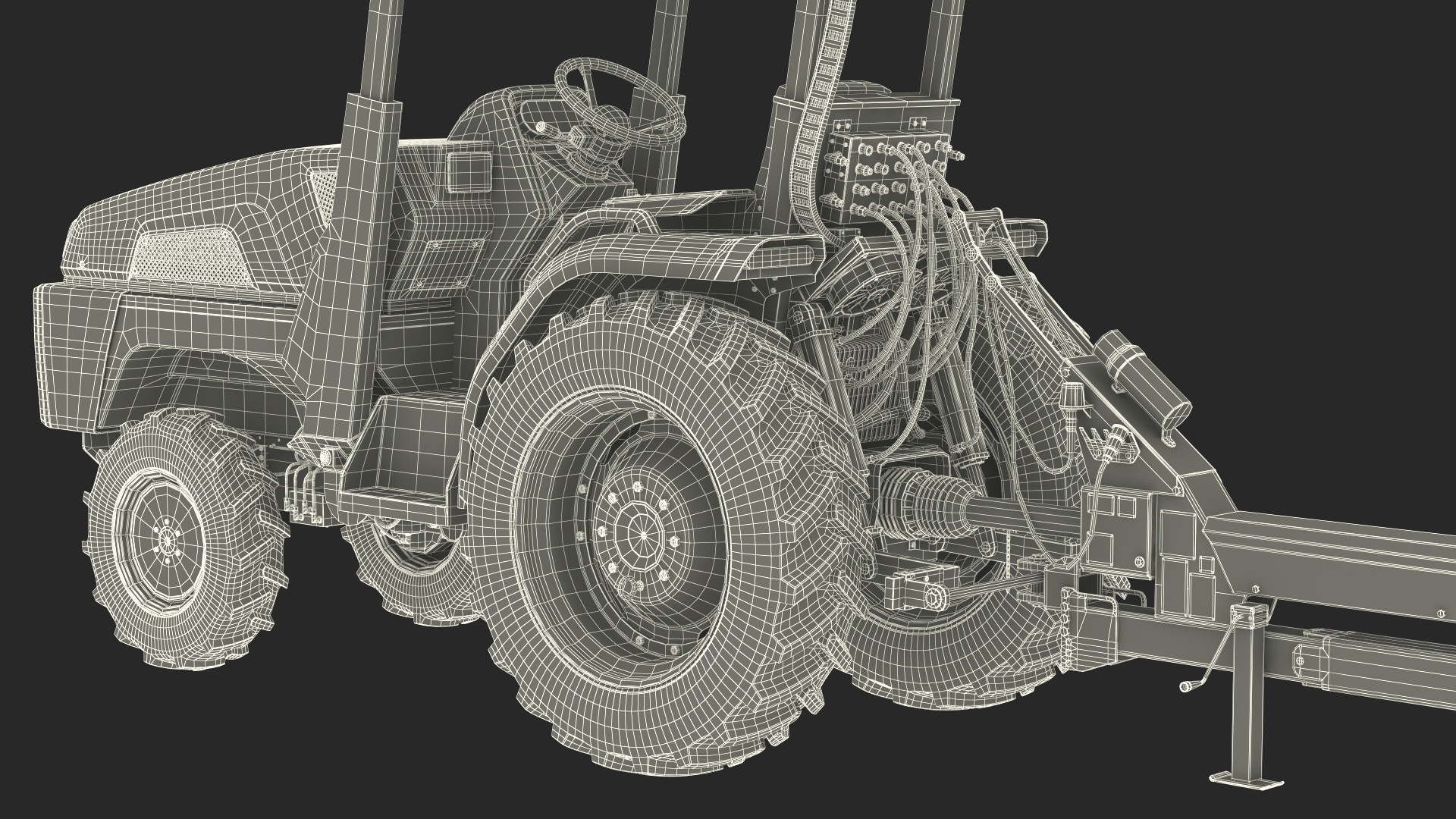 3D Electric Tractor with Forage Harvester model