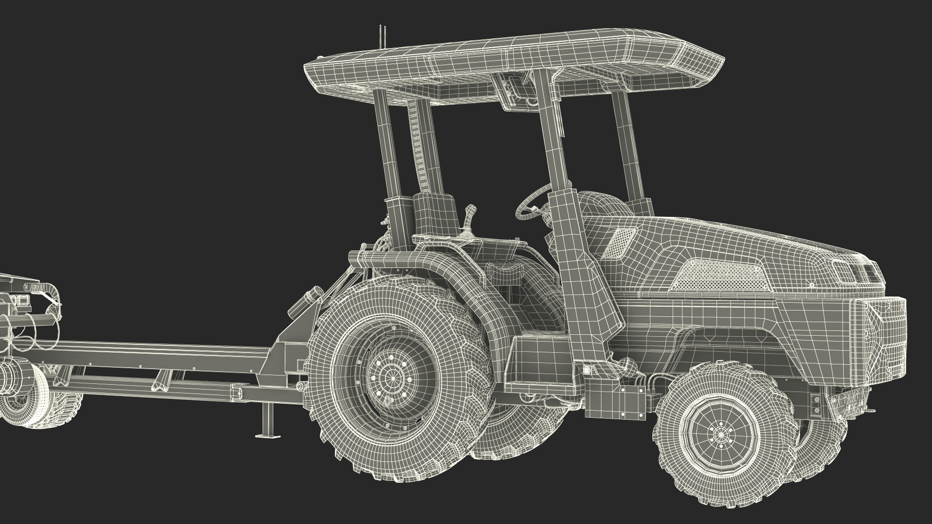 3D Electric Tractor with Forage Harvester model