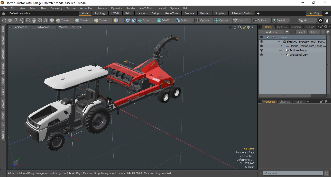 3D Electric Tractor with Forage Harvester model