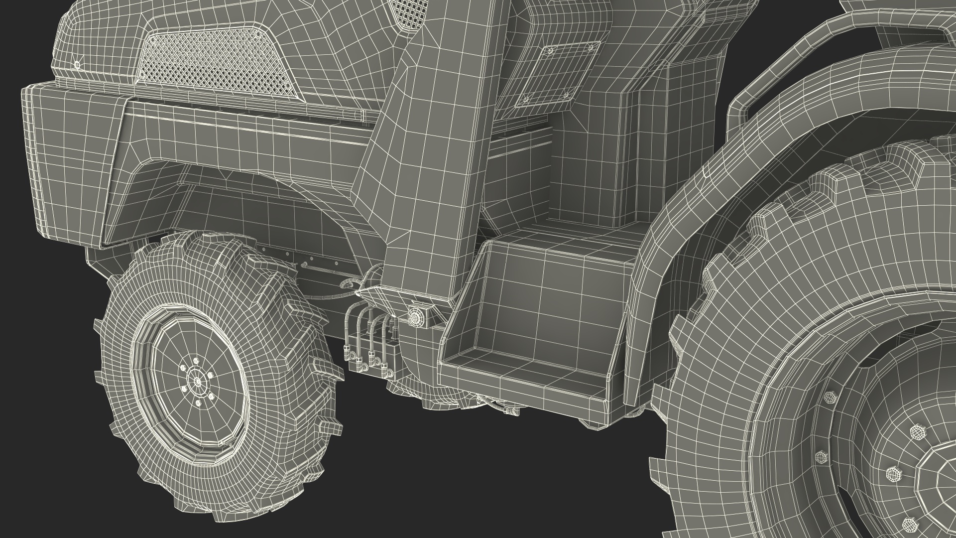 3D Electric Tractor with Forage Harvester model