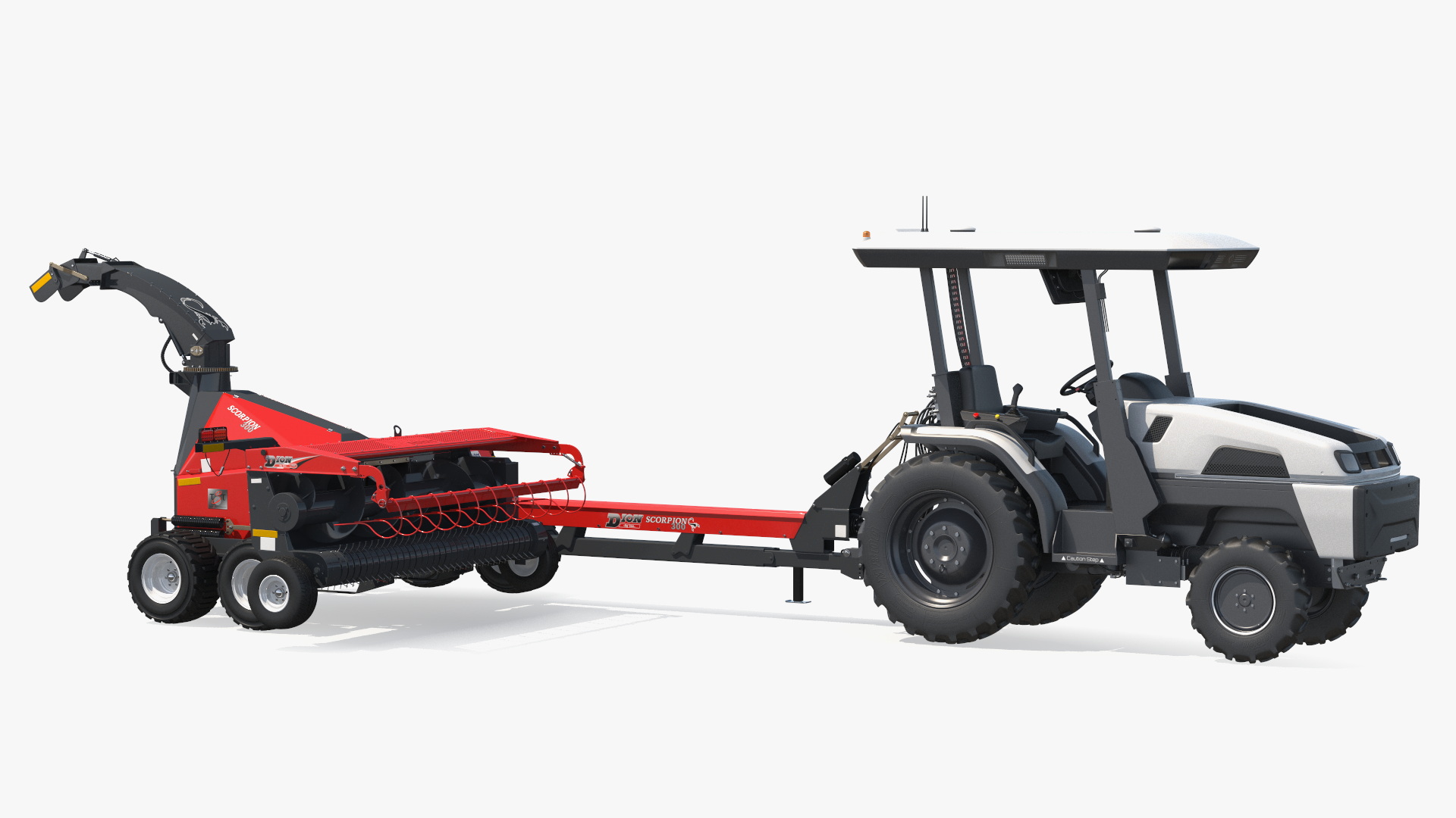 3D Electric Tractor with Forage Harvester model