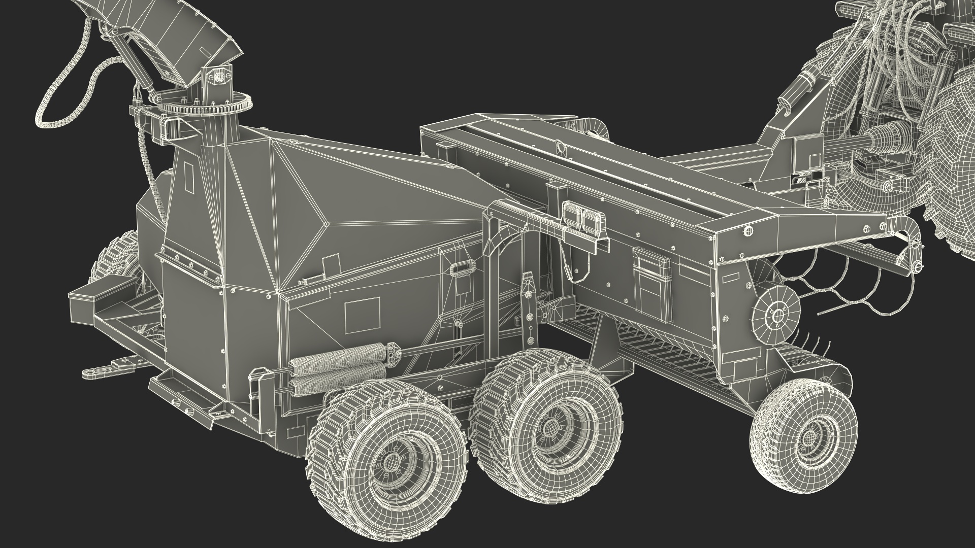 3D Electric Tractor with Forage Harvester model