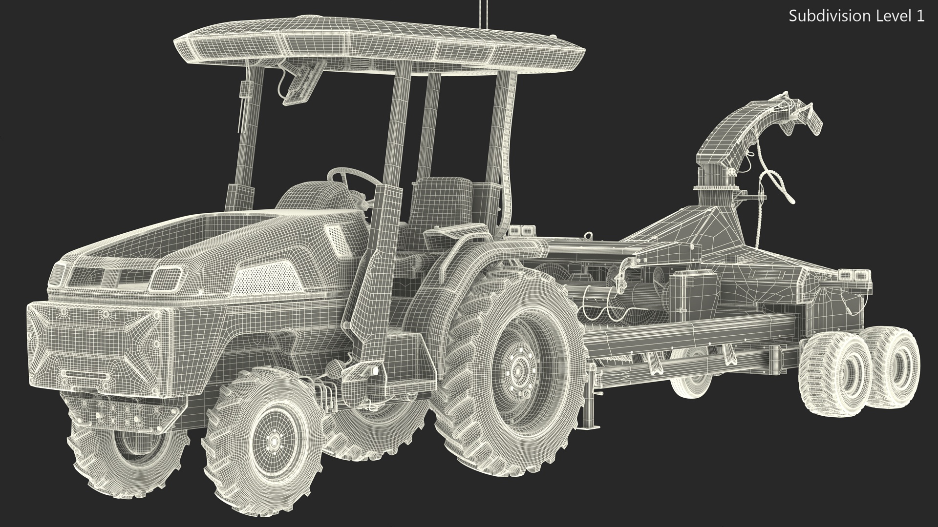 3D Electric Tractor with Forage Harvester model